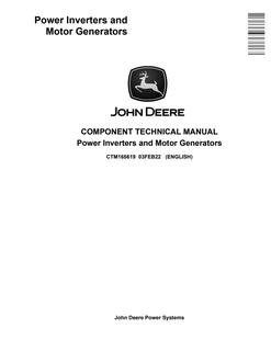 John Deere Power Inverters and Motor Generators Electrical drive Component technical manual CTM165619 — actual manual cover