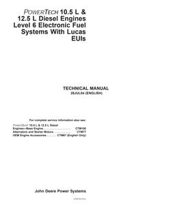 John Deere PowerTech 10.5L, 12.5L Engine Component technical manual CTM188 — actual manual cover