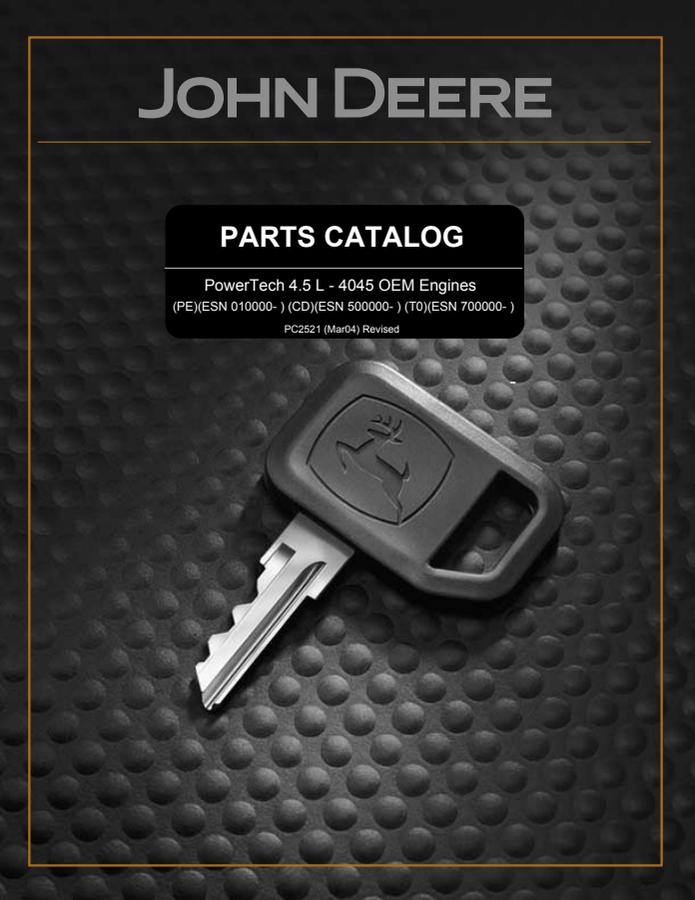 John Deere PowerTech 4.5L 4045 Engine Parts catalog PC2521 — actual manual cover