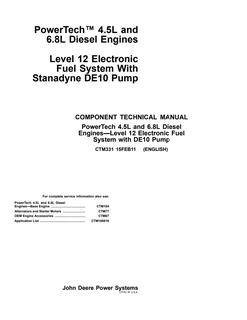 John Deere PowerTech 4.5L and 6.8L Level 12 fuel system with DE10 pump Engine Component technical manual CTM331 — actual manual cover