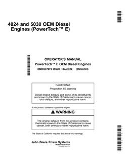 John Deere PowerTech E 4024, 5030 Operator Manual OMRG37673 — actual manual cover