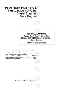 John Deere PowerTech Plus 9.0L Tier 3/Stage IIIA OEM Engine Component technical manual CTM400 — actual manual cover