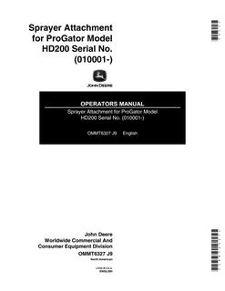 John Deere ProGator HD200 Sprayer attachment Operator Manual OMMT6327 — actual manual cover