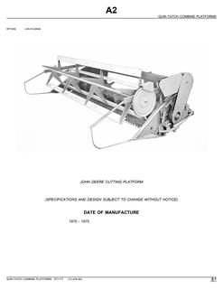 John Deere Quik-Tatch Combine platform Parts catalog PC1177 — actual manual cover
