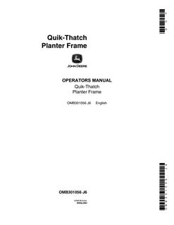 John Deere Quik-Thatch Planter frame Operator Manual OMB301056 — actual manual cover