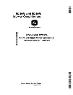 John Deere R310R, R350R Mower-conditioner Operator Manual OMFH347667 — actual manual cover