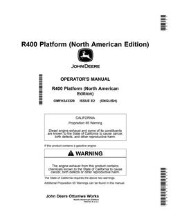 John Deere R400 Platform Operator Manual OMFH343329 — actual manual cover