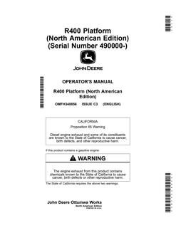 John Deere R400 Platform Operator Manual OMFH348856 — actual manual cover