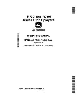 John Deere R732i, R740i Trailed crop sprayer Operator Manual OMWZW19128 — actual manual cover