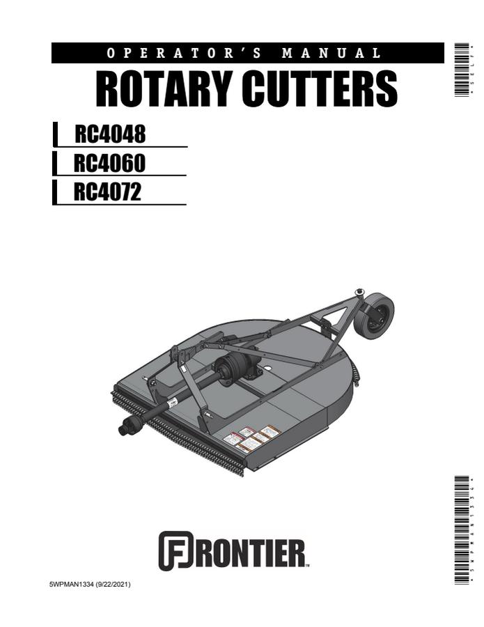 John Deere RC4048; RC4060; RC4072 Rotary cutter Operator manual 5WPMAN1334 — actual manual cover