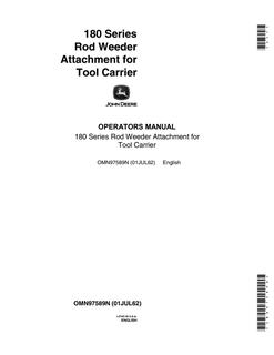 John Deere Rod Weeder Attachment Operator Manual OMN97589N — actual manual cover