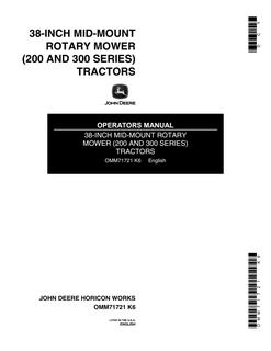 John Deere Rotary mower Operator Manual OMM71721 — actual manual cover