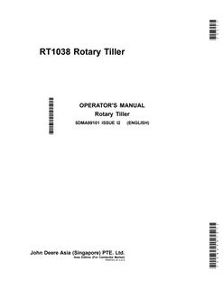 John Deere RT1038 Rotary tiller Operator's manual 5DMA99101 — actual manual cover