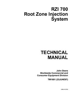 John Deere RZI 700 Root Zone Injection System Technical Manual TM1681 — actual manual cover