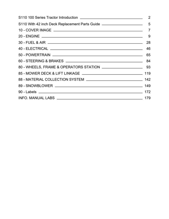 John Deere S110 Tractor Parts catalog PC13989 — actual manual cover