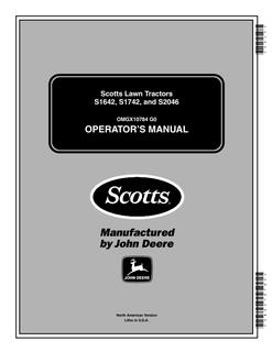 John Deere S1642, S1742, S2046 Lawn tractor Operator Manual OMGX10784 — actual manual cover