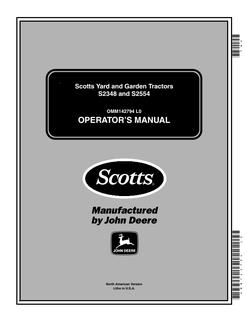 John Deere S2348, S2554 Yard and garden tractor Operator Manual OMM142794 — actual manual cover