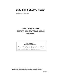 John Deere S547 STT Felling head Operator Manual OMF289031 — actual manual cover