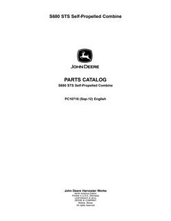 John Deere S680 STS self-propelled combine Combine Parts catalog PC10718 — actual manual cover