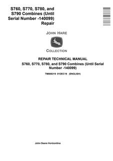 John Deere S760, S770, S780, S790 Combine Repair Technical Manual TM806319 — actual manual cover