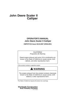 John Deere Scaler II Forestry scaler calliper Operator Manual OMF070152 — actual manual cover
