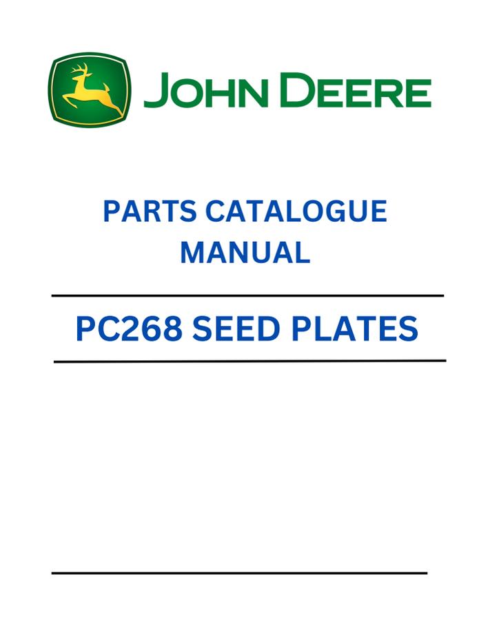 John Deere Seed plates Planter component Parts catalog PC268 — actual manual cover