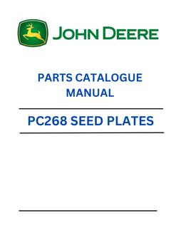 John Deere Seed plates Planter component Parts catalog PC268 — actual manual cover