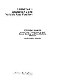 John Deere SeedStar Generation 2 Map-Based Seeding And Variable Rate Fertilizer System Technical Manual TM2099 — actual manual cover