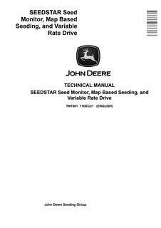 John Deere SEEDSTAR Seed Monitor, Map Based Seeding, Variable Rate Drive Seed Monitor And Variable Rate Drive Technical Manual TM1601 — actual manual cover