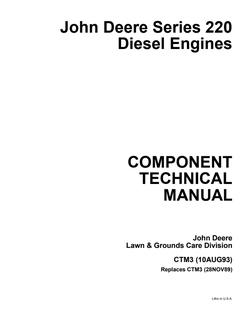 John Deere Series 220 Engine Component technical manual CTM3 — actual manual cover