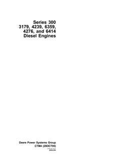 John Deere Series 300 3179, 4239, 6359, 4276 and 6414 Diesel Engines Component Technical Manual — actual manual cover