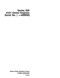 John Deere Series 500 6101 Diesel Engine Component Technical Manual CTM20 1995-11-20 — actual manual cover