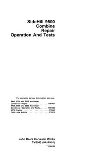 John Deere SideHill 9500 Combine Repair, operation and tests manual TM1545 — actual manual cover