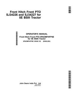 John Deere SJ34226; SJ34227 Front hitch and PTO Operator manual 5PAOMFHFP5E — actual manual cover