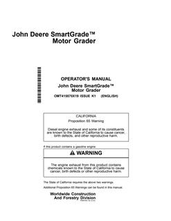 John Deere SmartGrade Motor grader Operator's manual OMT415570X19 — actual manual cover