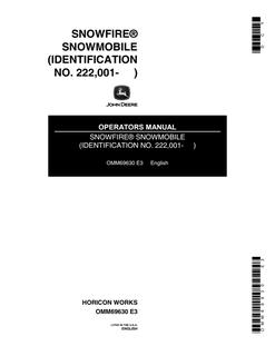 John Deere Snowfire Snowmobile Operator Manual OMM69630 — actual manual cover