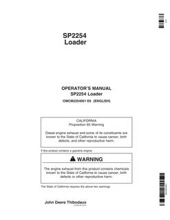 John Deere SP2254 Loader Operator Manual OMCM2254001 — actual manual cover