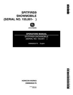 John Deere Spitfire Snowmobile Operator Manual OMM68928 — actual manual cover