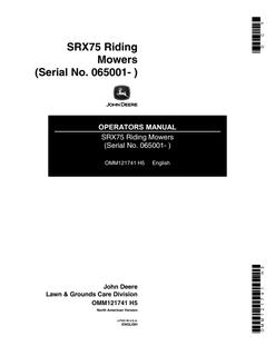 John Deere SRX75 Riding mower Operator Manual OMM121741 — actual manual cover