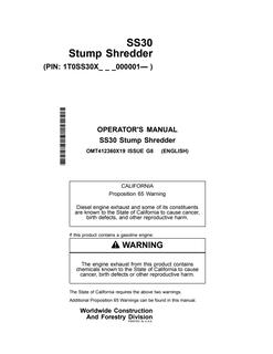 John Deere SS30 Stump shredder Operator Manual OMT412360X19 — actual manual cover