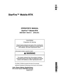 John Deere StarFire MobileRTK RTK receiver/system Operator manual OMZ105941 — actual manual cover