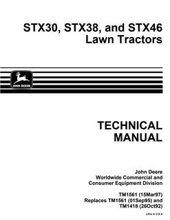 John Deere STX30, STX38, and STX46 Lawn Tractors Technical Manual TM1561 — actual manual cover