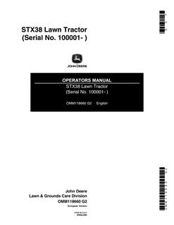 John Deere STX38 Lawn tractor Operator Manual OMM118660 — actual manual cover
