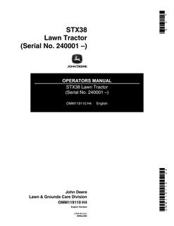 John Deere STX38 Lawn tractor Operator Manual OMM119110 — actual manual cover