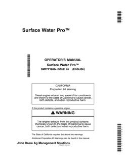 John Deere Surface Water Pro Agricultural management system Operator's manual OMPFP16884 — actual manual cover