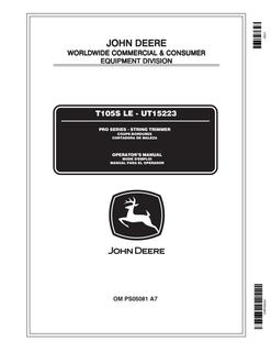 John Deere T105S LE, UT15223 String trimmer Operator manual OMPS05081 — actual manual cover