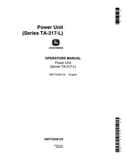 John Deere TA-217-L Power Unit OMT72359 — actual manual cover