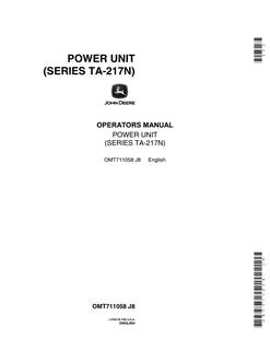 John Deere TA-217N Power unit Operator Manual OMT711058 — actual manual cover