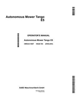 John Deere Tango E5 Autonomous mower Operator Manual OMSAU13607 — actual manual cover
