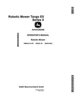 John Deere Tango E5 Series II (SA1512) Robotic mower Operator Manual OMSAU14125 — actual manual cover